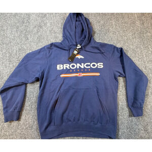 Denver Broncos Hoodie NFL Team Apparel Men’s Large Blue Pullover Sweatshirt NWT